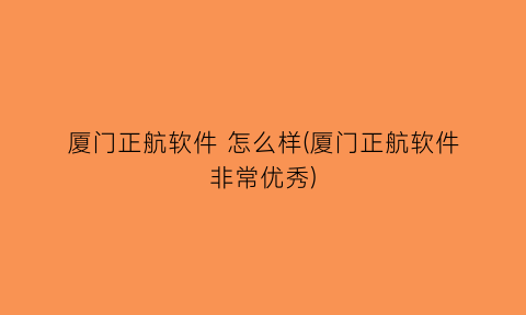 厦门正航软件怎么样(厦门正航软件非常优秀)